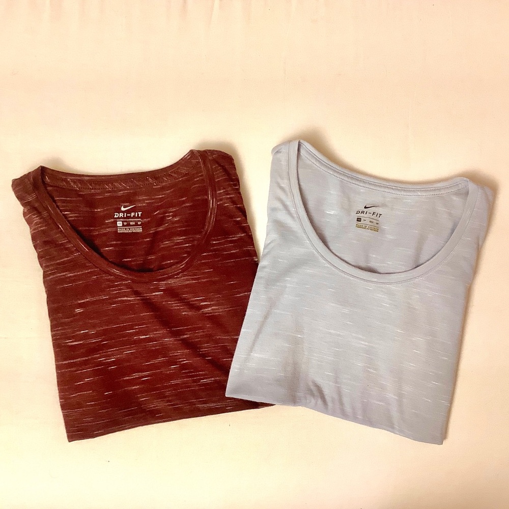 Bundle of 2 Nike Dri-Fit Short-Sleeve T-Shirts Women's XS Red & Gray EUC